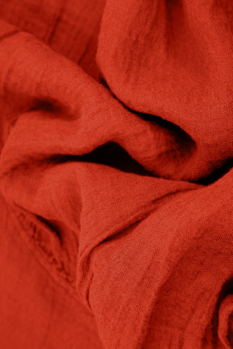 Ausgestelltes Leinenkleid Ballonflamme Orange