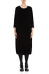 Flared Balloon Navy Silk Velvet Dress 1