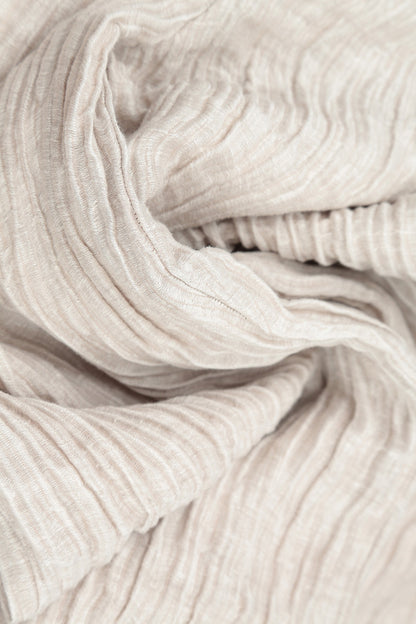 Flared Beige Crinkled Silk Trousers 5