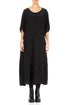 Flared Black Crinkled Silk Linen Dress 1
