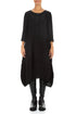 Flared Black Crinkled Silk Linen Dress 1