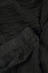 Flared Black Crinkled Silk Trousers 5