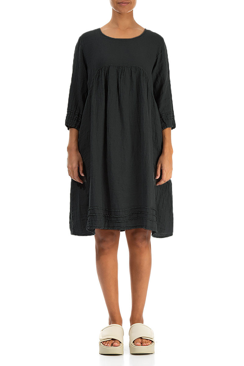 Flared Black Linen Dress 1