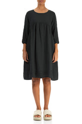 Flared Black Linen Dress 1