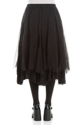 Flared Black Silk Chiffon Skirt 2