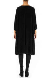 Flared Black Silk Velvet Dress 2