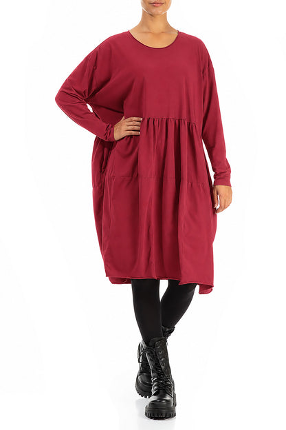 Flared Boxy Ruby Cotton Dress 4