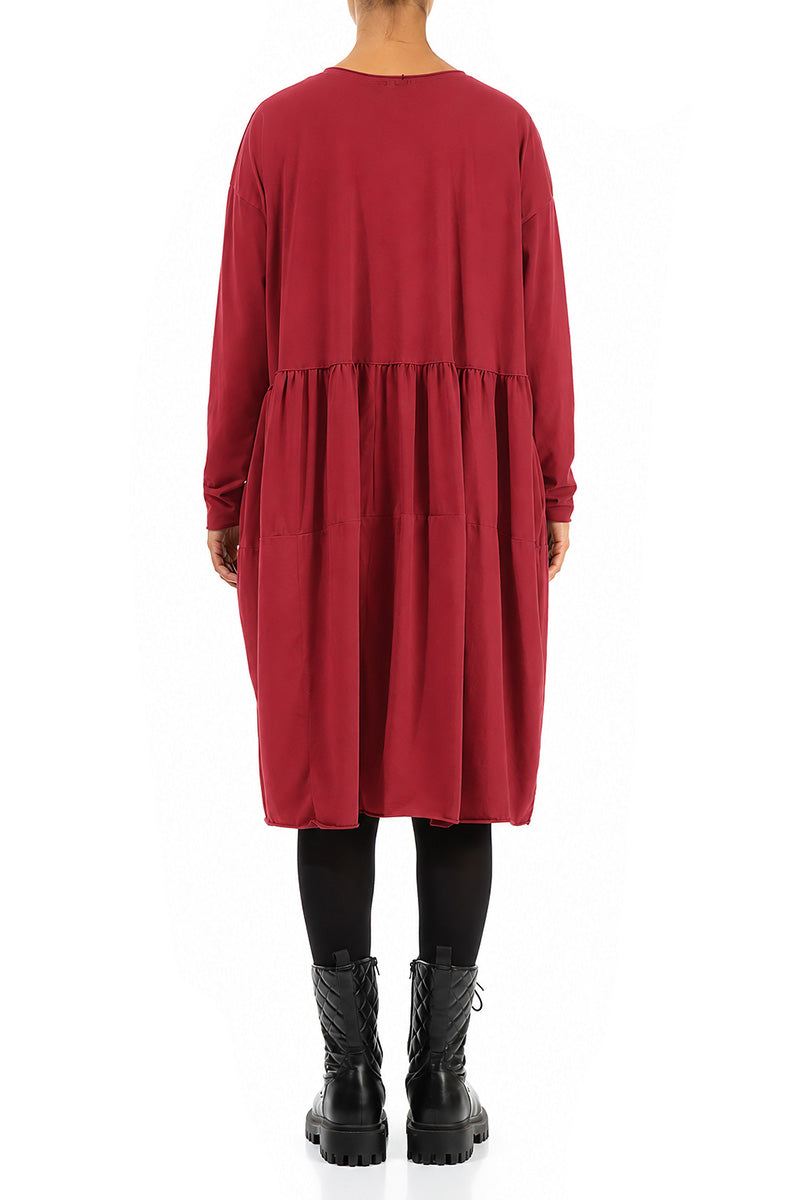 Flared Boxy Ruby Cotton Dress 2
