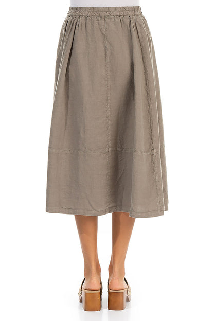 Flared Brown Linen Skirt 2