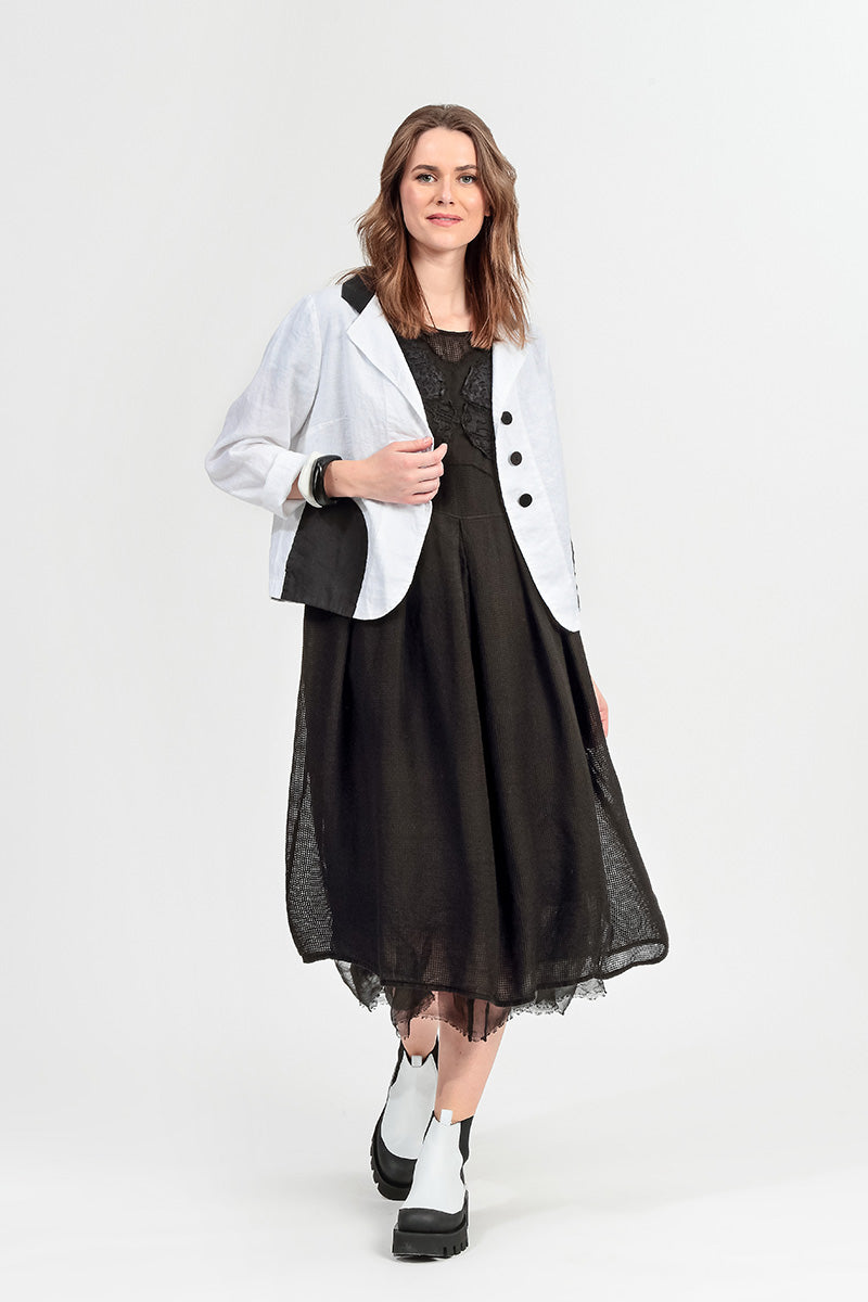 Flared Butterfly Black Mesh Silk Dress 6