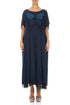 Flared Butterfly Navy Mesh Silk Dress 1