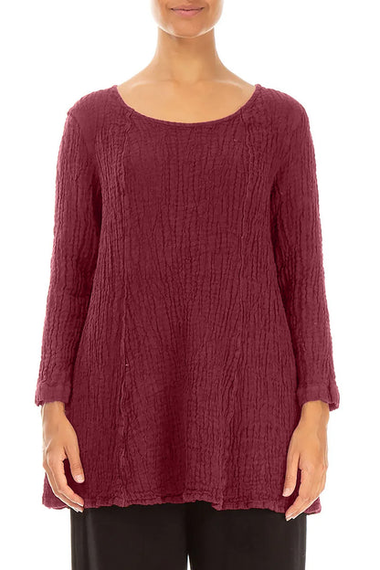 Flared Ruby Textured Linen Tunic