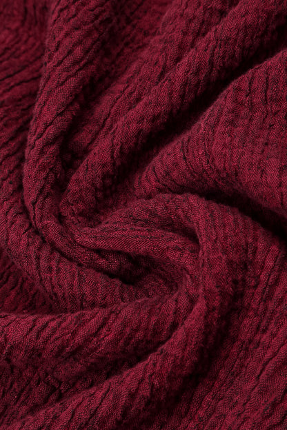 Flared Ruby Textured Linen Tunic
