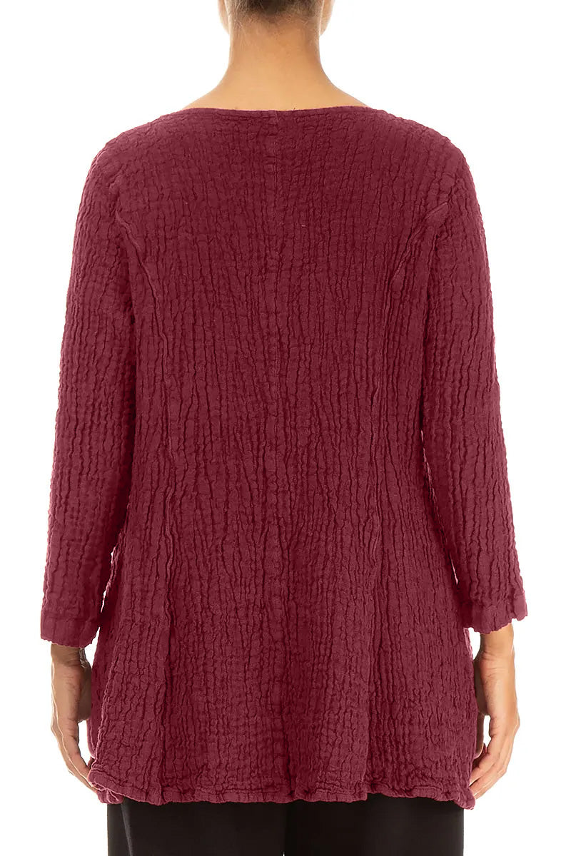 Flared Ruby Textured Linen Tunic