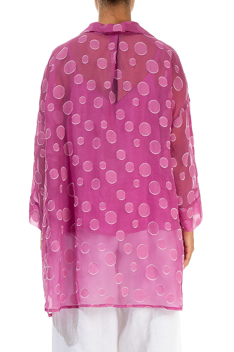 Flared Collar Neck Wild Berry Bubbles Silk Tunic 2