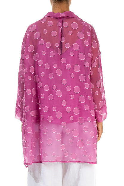 Flared Collar Neck Wild Berry Bubbles Silk Tunic 2