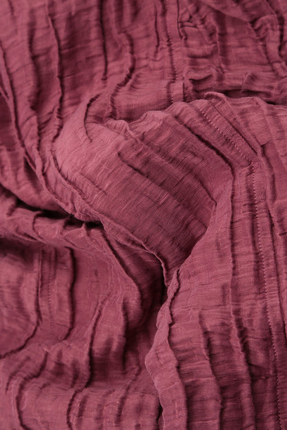 Flared Crinkled Antique Ruby Silk Shirt 5