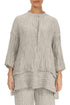 Flared Crinkled Beige Silk Shirt 1