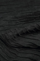 Flared Crinkled Black Silk Linen Dress 5