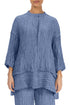 Flared Crinkled Blue Nova Silk Shirt 1