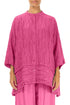Flared Crinkled Fuchsia Silk Shirt 1