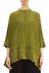 Flared Crinkled Golden Lime Silk Shirt 1