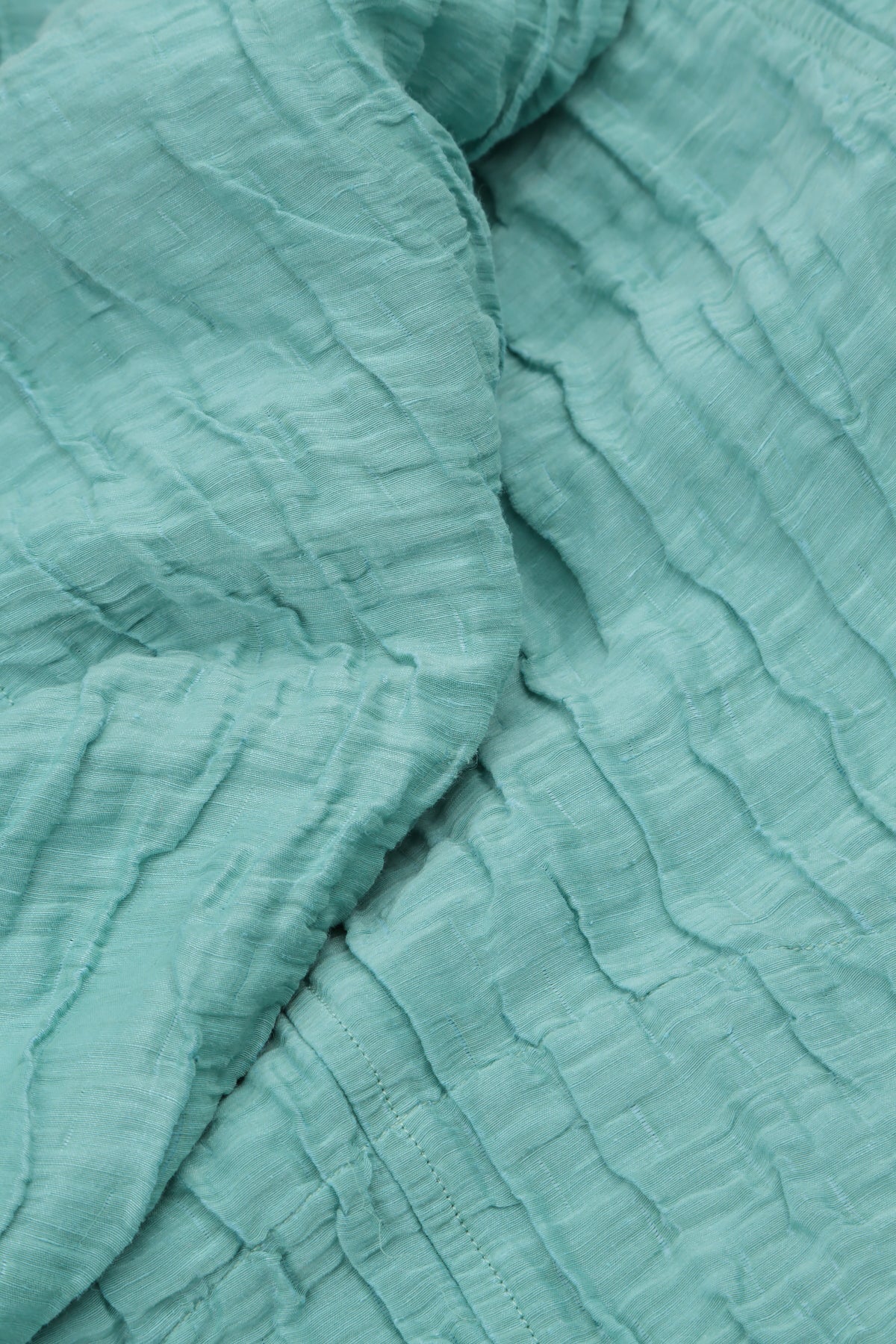 Flared Crinkled Mint Silk Shirt 5