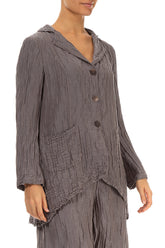 Flared Crinkled Truffle Silk Jacket 3