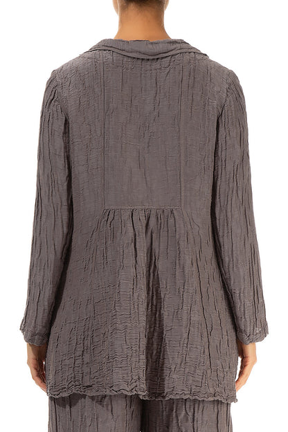 Flared Crinkled Truffle Silk Jacket 2