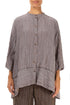 Flared Crinkled Truffle Silk Shirt 1