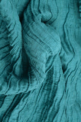 Flared Crinkled Turquoise Silk Shirt 5