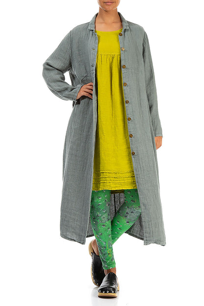Flared Cyber Lime Linen Dress 5