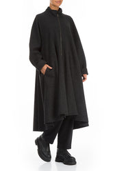 Flared Dark Grey Wool Coat 3