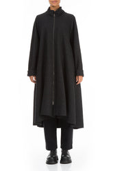 Flared Dark Grey Wool Coat 1