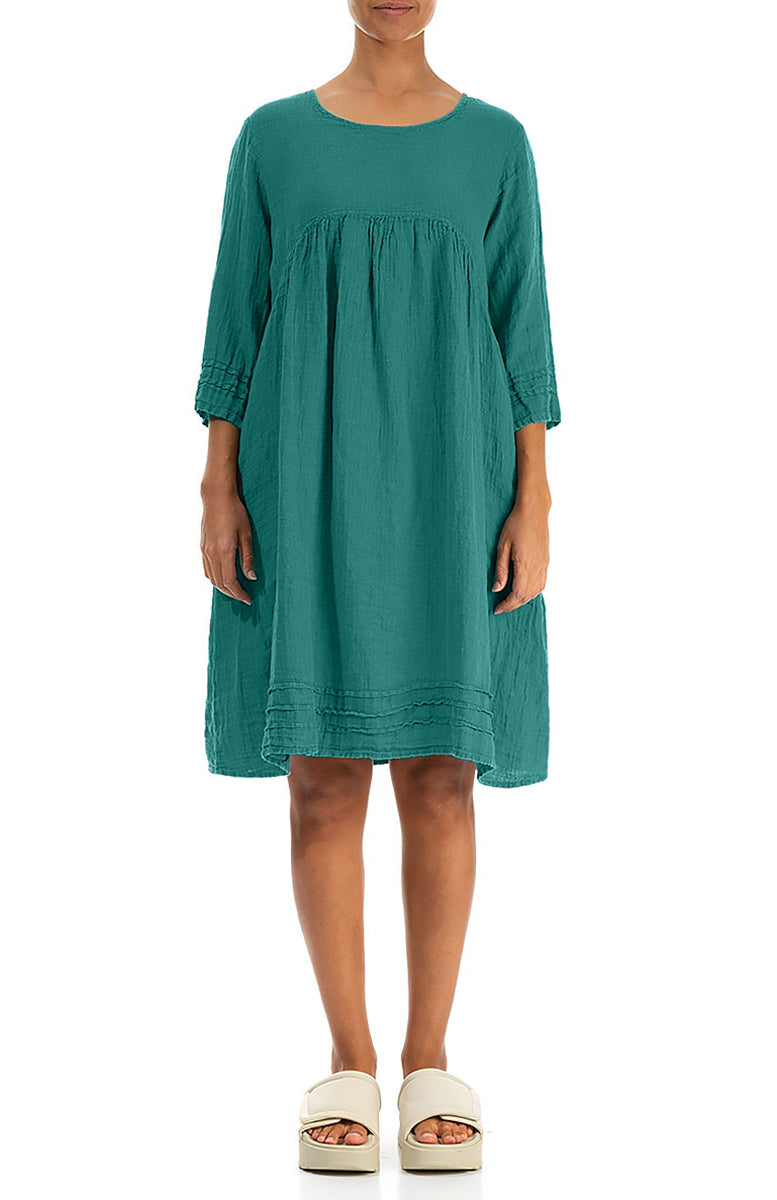 Flared Turquoise Linen Dress 1