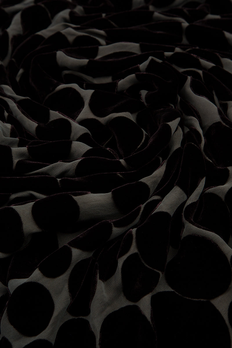 Flared Devoré Bubbles Black Silk Velvet Dress 5