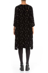 Flared Devoré Bubbles Black Silk Velvet Dress 2