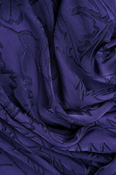 Flared Devoré Feather Royal Purple Silk Dress 5