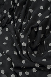 Flared Dotty Black Silver Silk Cotton Blouse 5