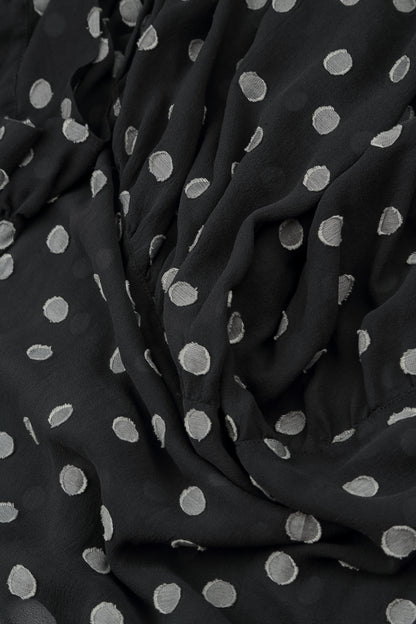 Flared Dotty Black Silver Silk Cotton Blouse 5