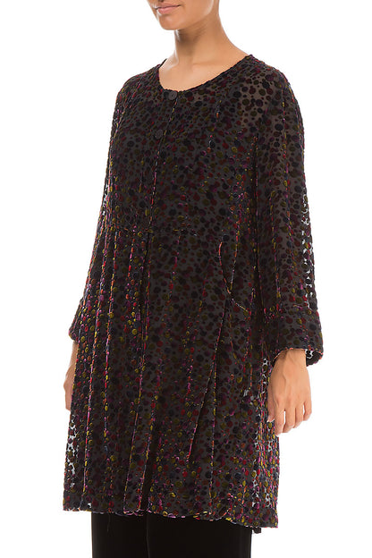 Veste festive évasée en velours de soie dévoré