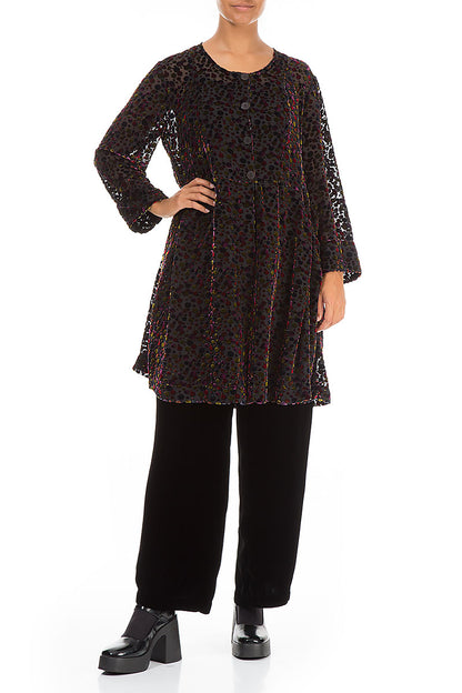 Veste festive évasée en velours de soie dévoré