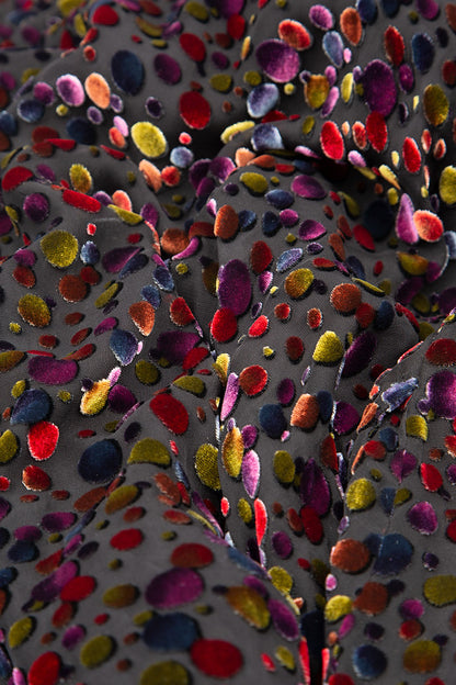 Veste festive évasée en velours de soie dévoré