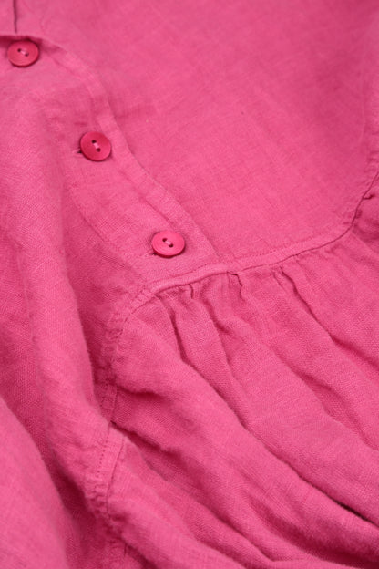 Flared Fuchsia Linen Blouse 7