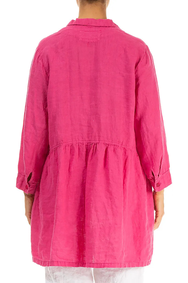 Flared Fuchsia Linen Blouse 3