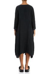 Flared Graphite Crêpe Linen Dress 2