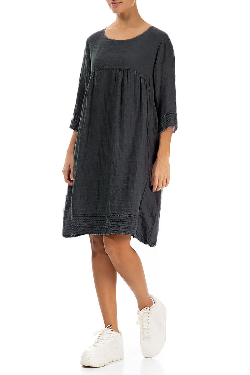 Flared Graphite Linen Dress 3