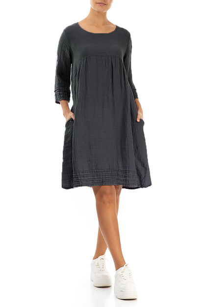 Flared Graphite Linen Dress 4