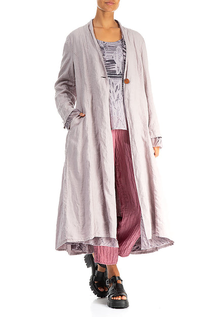 Flared Greige Lined Linen Jacket 5