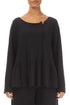 Flared Hem Grey Wavy Cotton Jumper 1